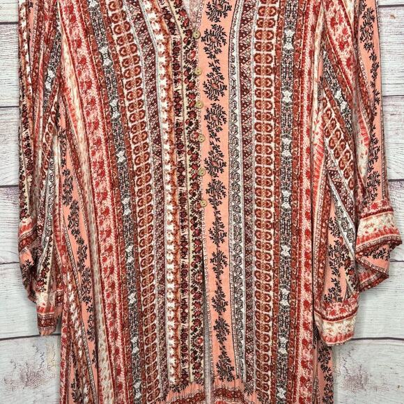 Miss Me Long Vintage Style Pattern Duster Maxi Boho Kimono Size Medium - Picture 10 of 11